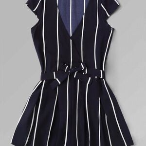 Navy Striped Sleeveless Dress